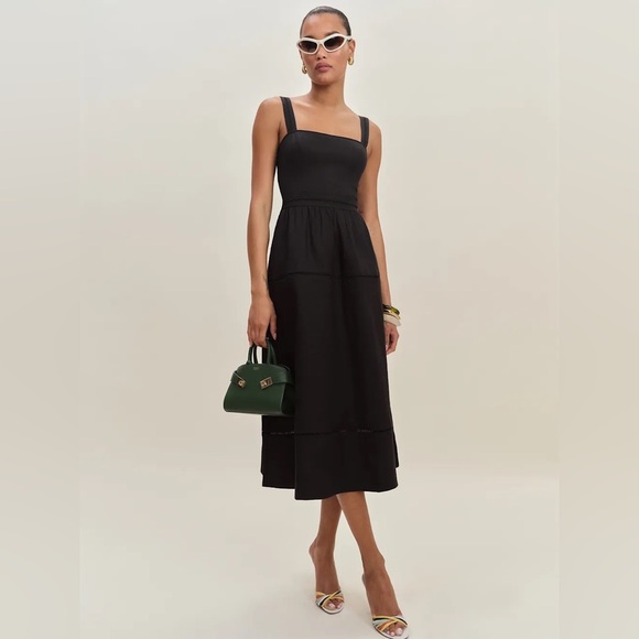 NEW Reformation Everett Sleeveless Linen Embroidered Midi Dress | US 2 UK 6 - Picture 2 of 13